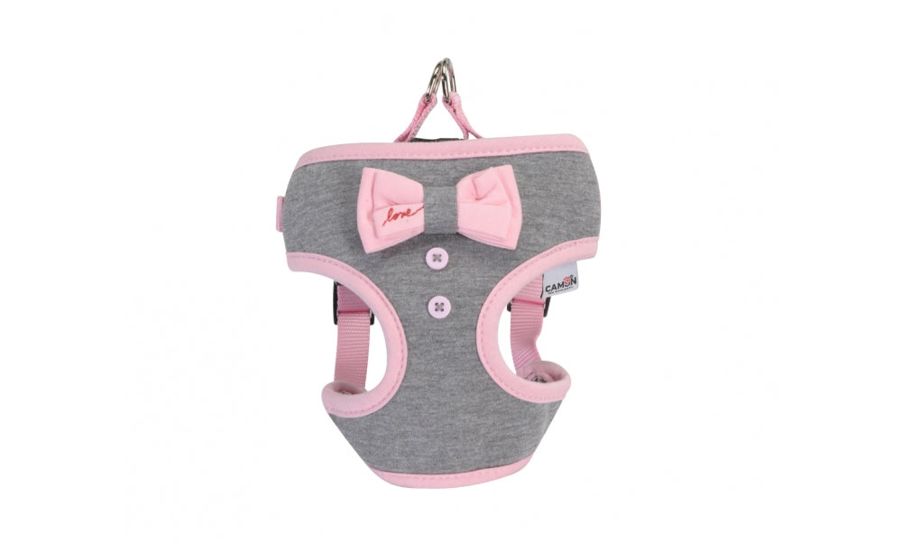 Camon pettorina grigia con fiocco rosa - 33/41 cm Camon pettorina grigia con fiocco rosa - 33/41 cm
